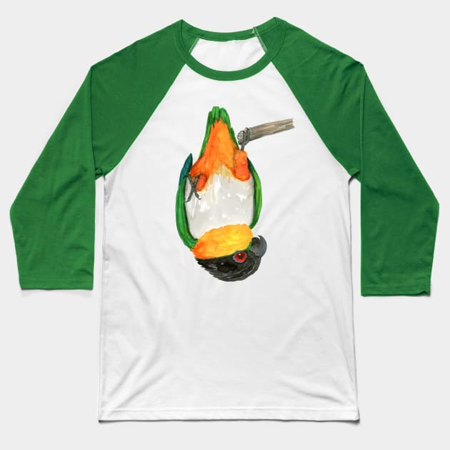 A black headed caique hanging upside down Baseball T-Shirt by Bwiselizzy